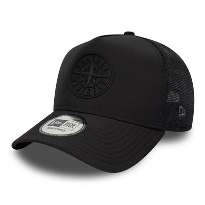 Casquette Trucker MLB Sport Featherweight A-Frame Seattle Mariners noir sur noir NEW ERA