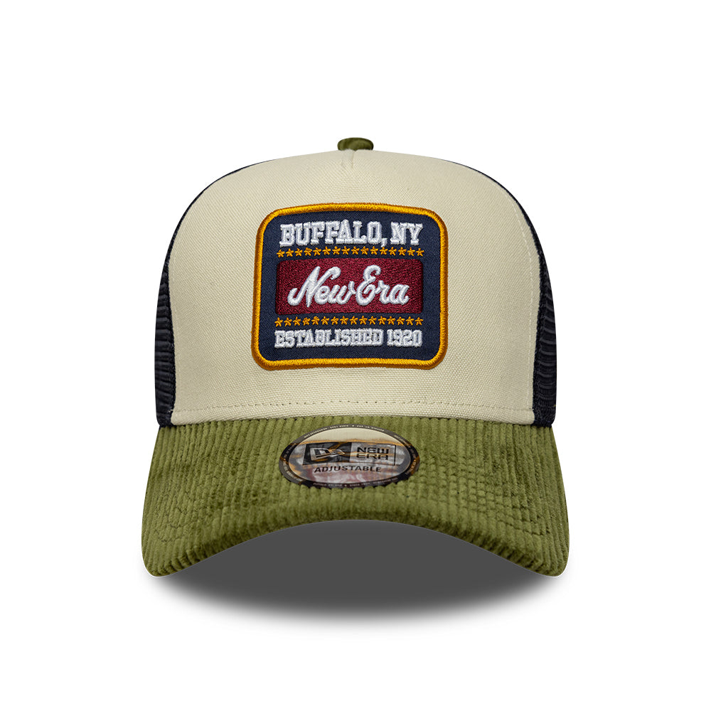 Casquette Trucker 9FORTY Patch Cord A-Frame crème-olive NEW ERA