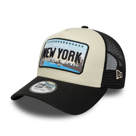 Casquette Trucker 9FORTY License Plate A-Frame New York beige-noir NEW ERA