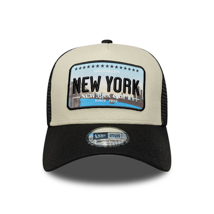 Casquette Trucker 9FORTY License Plate A-Frame New York beige-noir NEW ERA