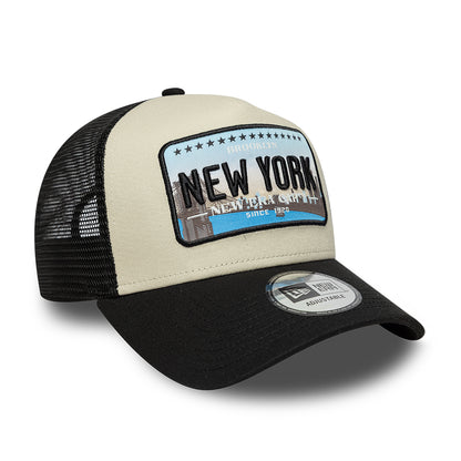 Casquette Trucker 9FORTY License Plate A-Frame New York beige-noir NEW ERA