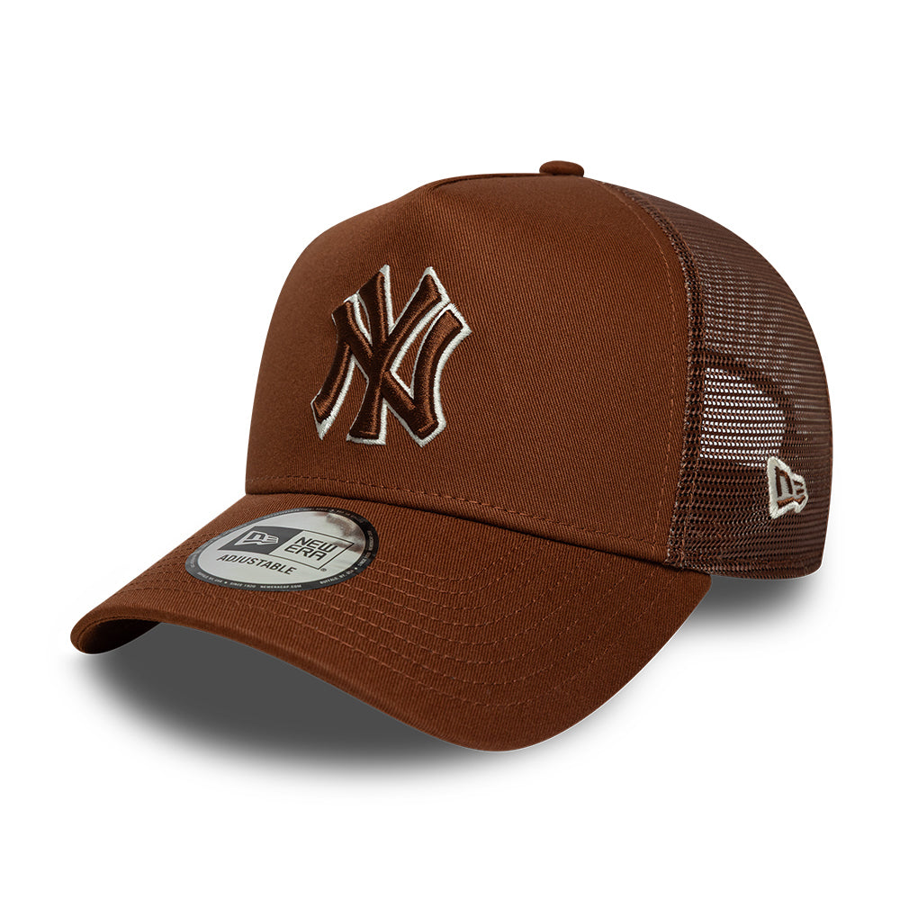 Casquette Trucker 9FORTY MLB Outline A-Frame New York Yankees marron profond-crème NEW ERA