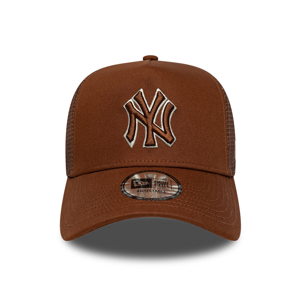 Casquette Trucker 9FORTY MLB Outline A-Frame New York Yankees marron profond-crème NEW ERA