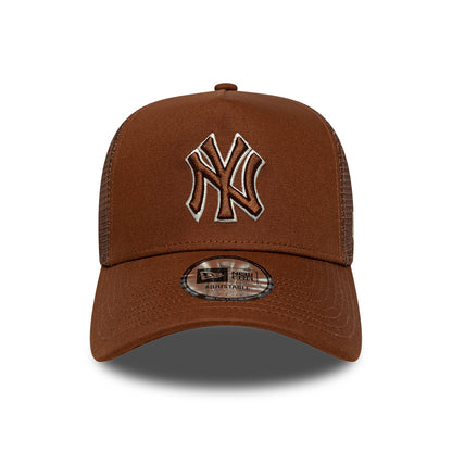 Casquette Trucker 9FORTY MLB Outline A-Frame New York Yankees marron profond-crème NEW ERA