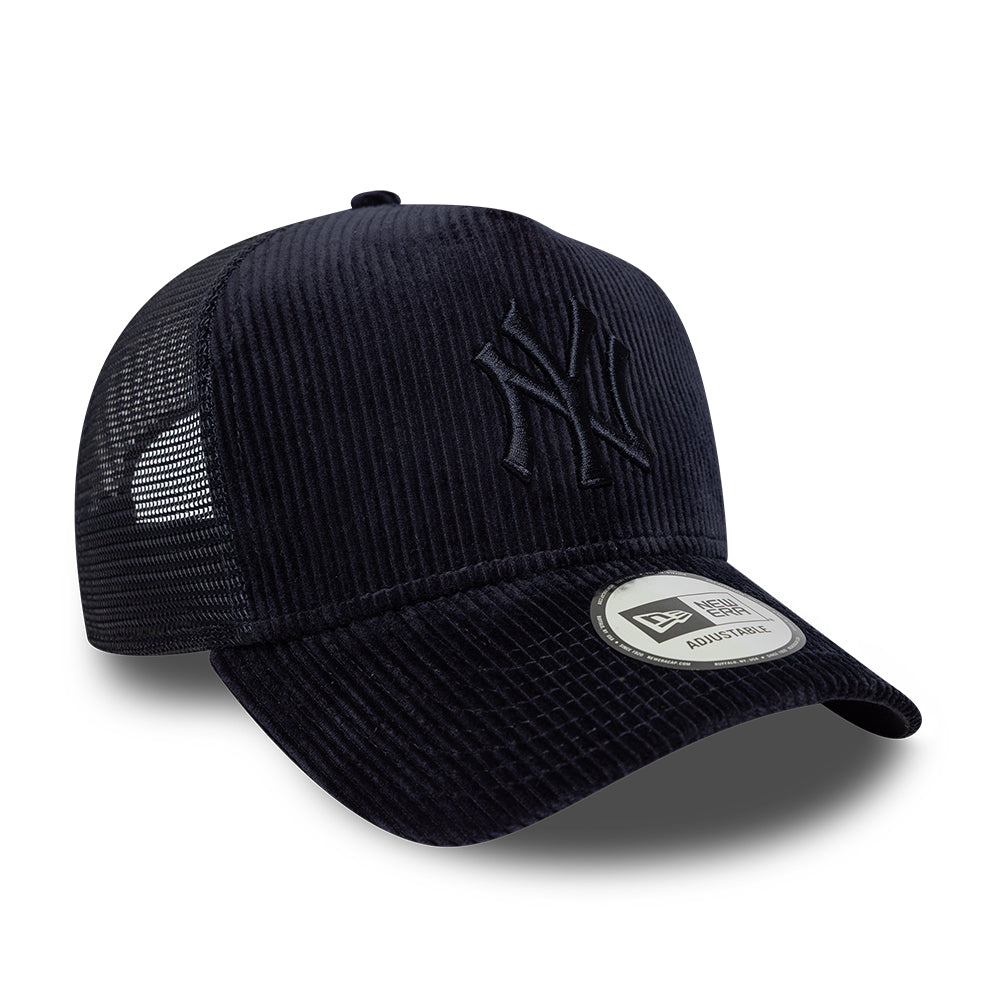 Casquette Trucker 9FORTY MLB Tonal Cord A-Frame New York Yankees bleu marine sur bleu marine NEW ERA