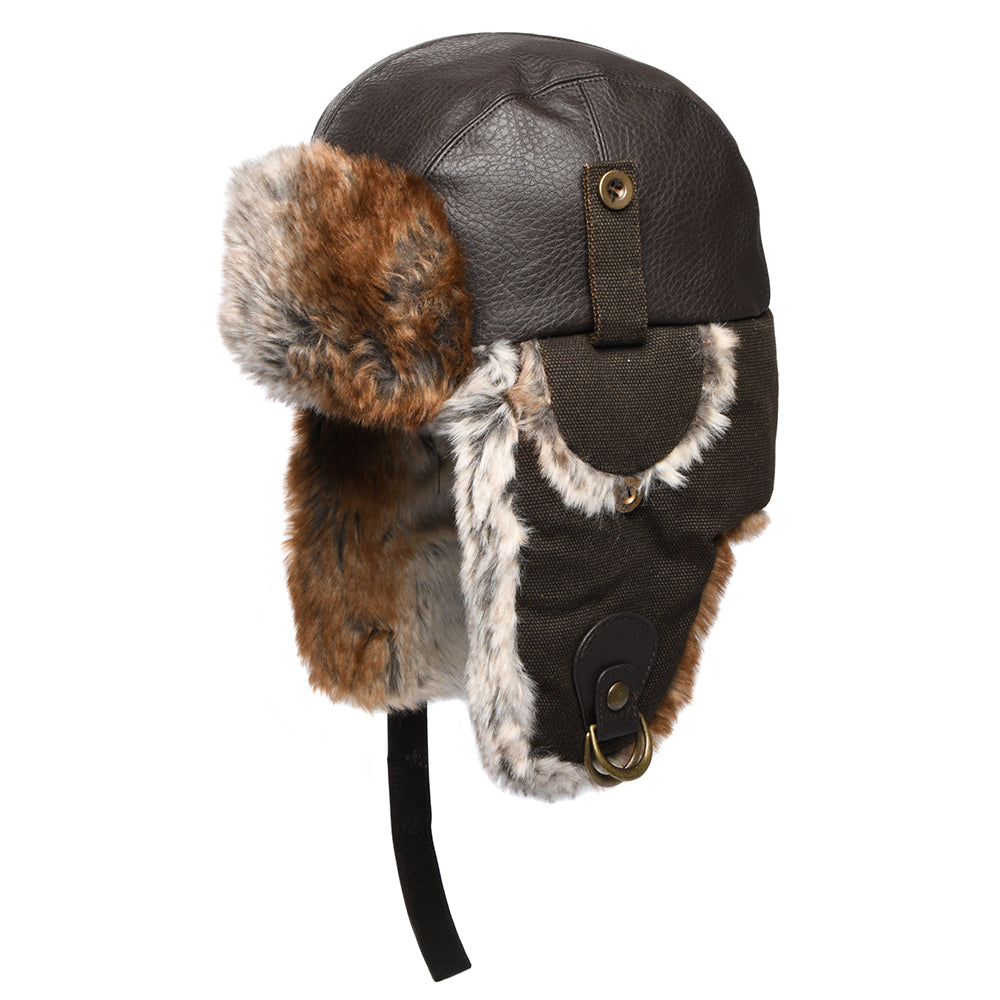 Chapka en Simili-Cuir marron DORFMAN PACIFIC