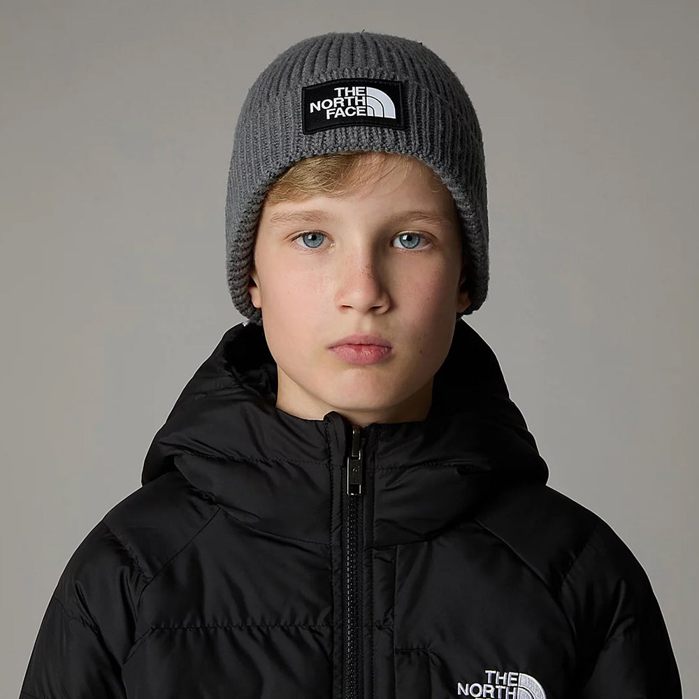 Bonnet Enfant Recyclé à Revers TNF Logo Box gris moyen THE NORTH FACE