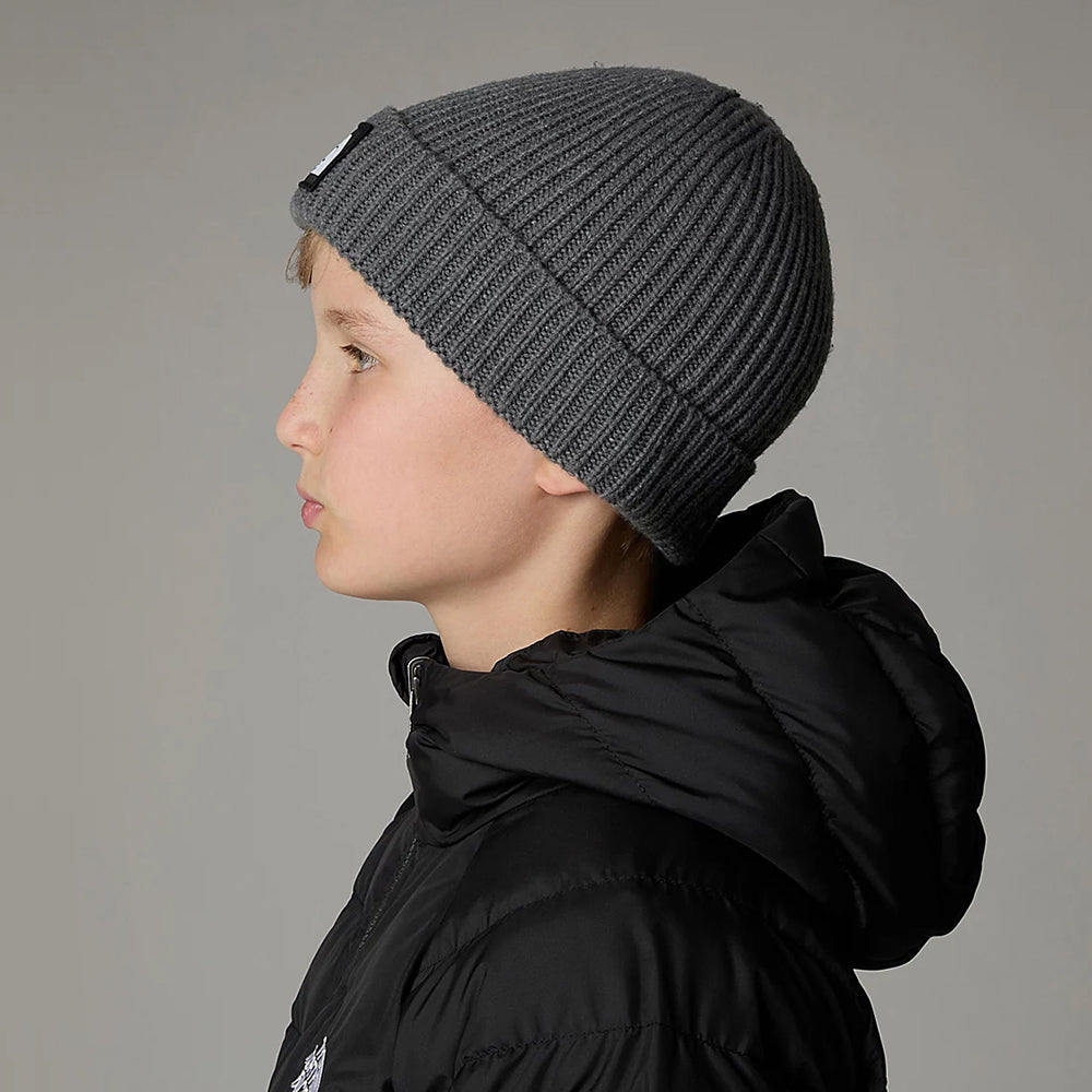 Bonnet Enfant Recyclé à Revers TNF Logo Box gris moyen THE NORTH FACE