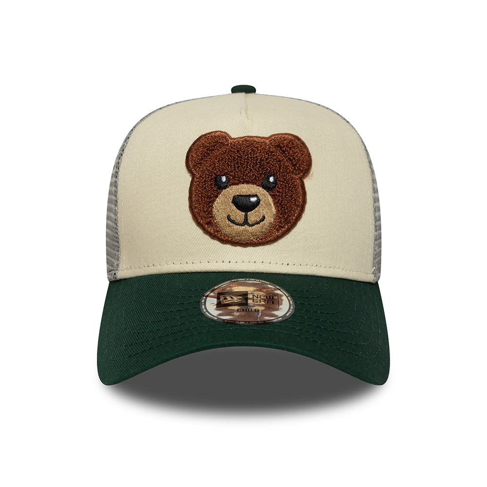 Casquette Trucker Enfant A-Frame Boucle Bear crème-vert foncé NEW ERA