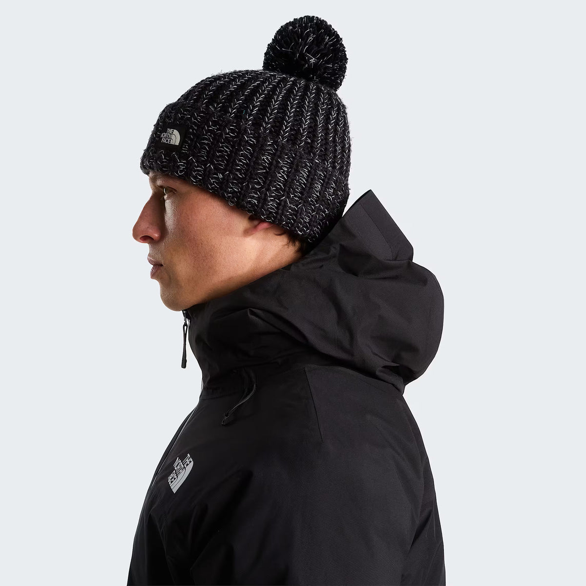 Bonnet à Pompon Cozy Chunky Cabin noir-blanc THE NORTH FACE