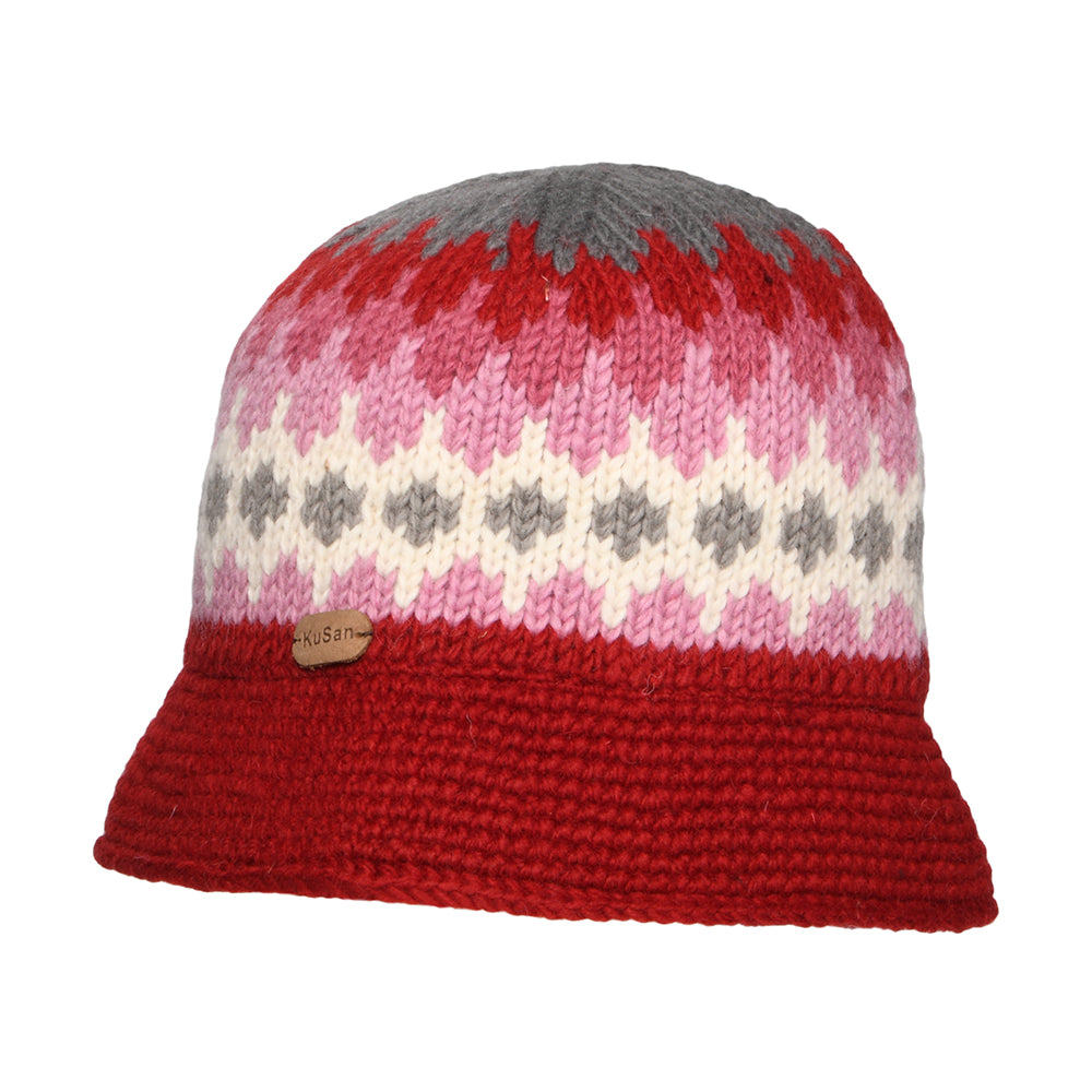 Chapeau Bob Tricot rouge-rose KUSAN