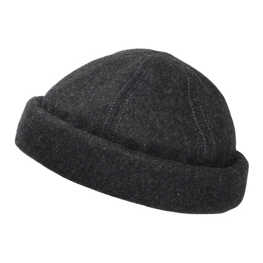 Bonnet Miki Breton en Laine Melton anthracite DORFMAN PACIFIC