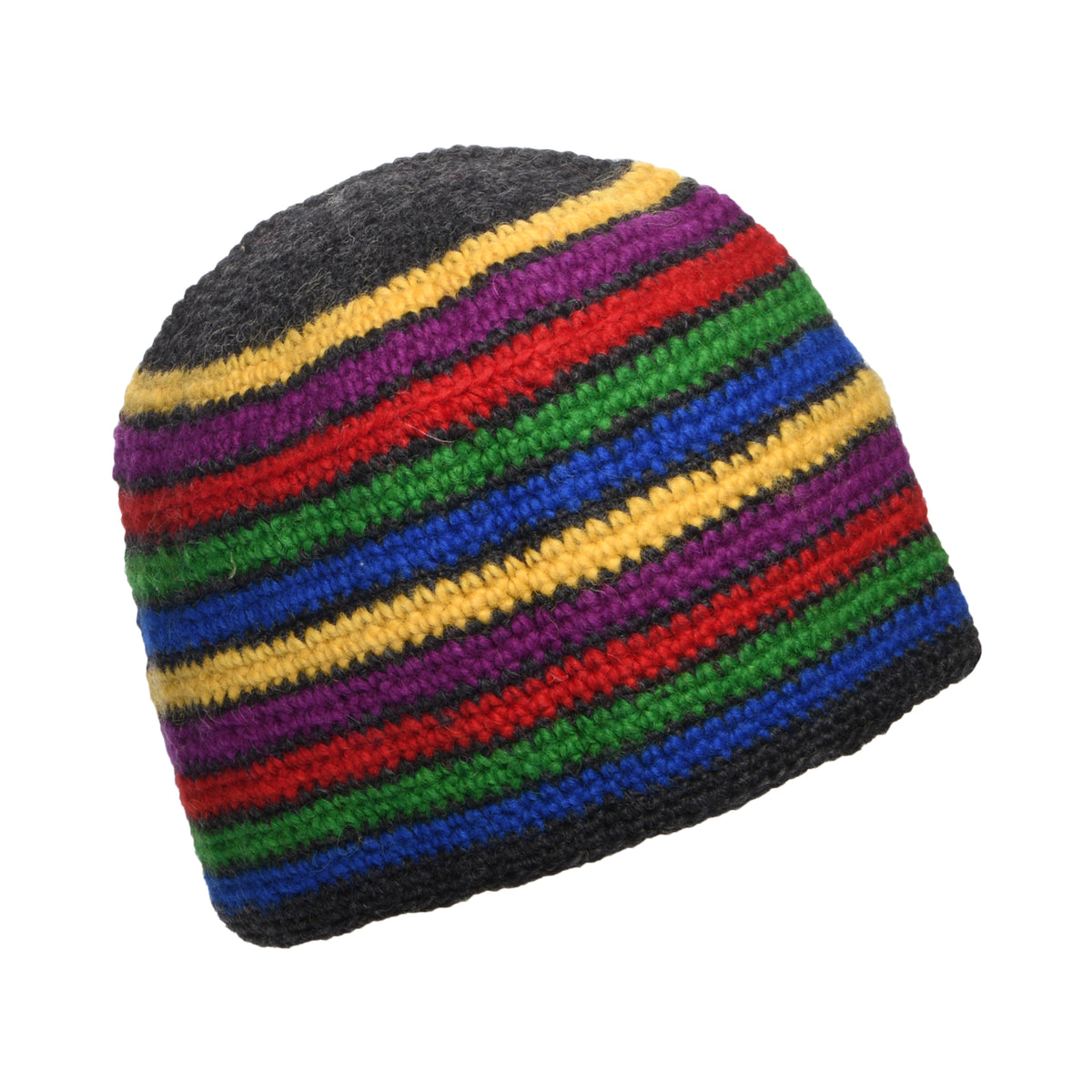 Bonnet en Crochet à Fleur anthracite-rouge KUSAN
