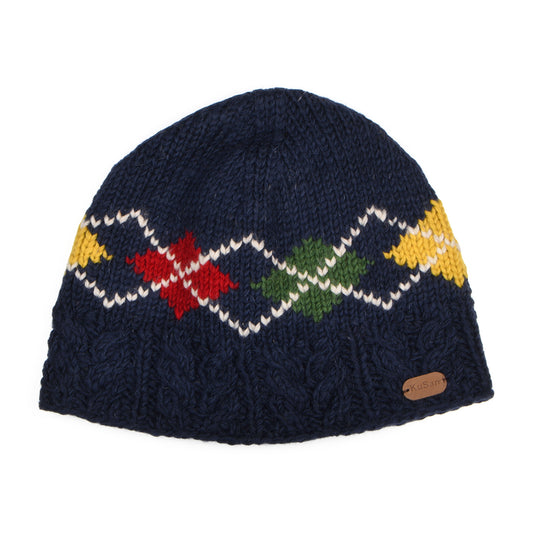 Bonnet à Torsades Losange bleu marine KUSAN