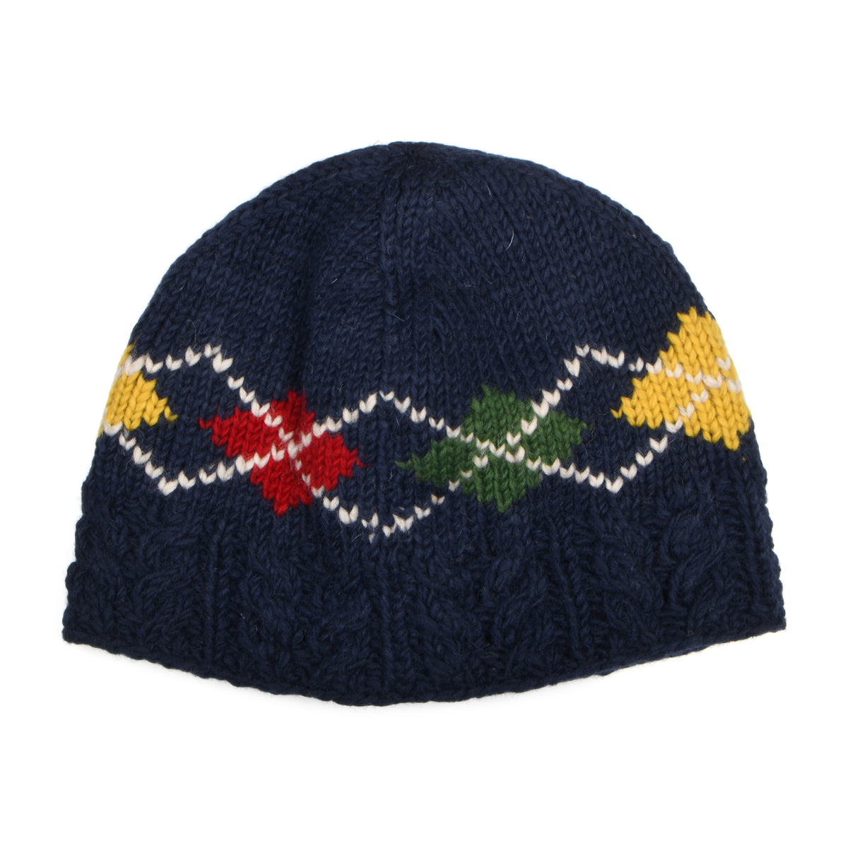 Bonnet à Torsades Losange bleu marine KUSAN