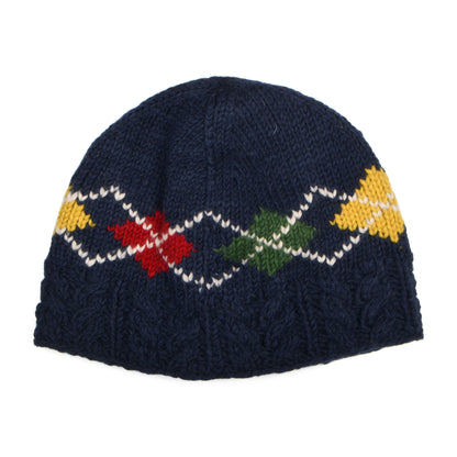 Bonnet à Torsades Losange bleu marine KUSAN