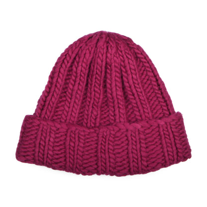 Bonnet à Revers Grosses Côtes magenta KUSAN