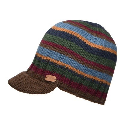 Bonnet à Visière à Rayures Brooklyn marron-vert KUSAN