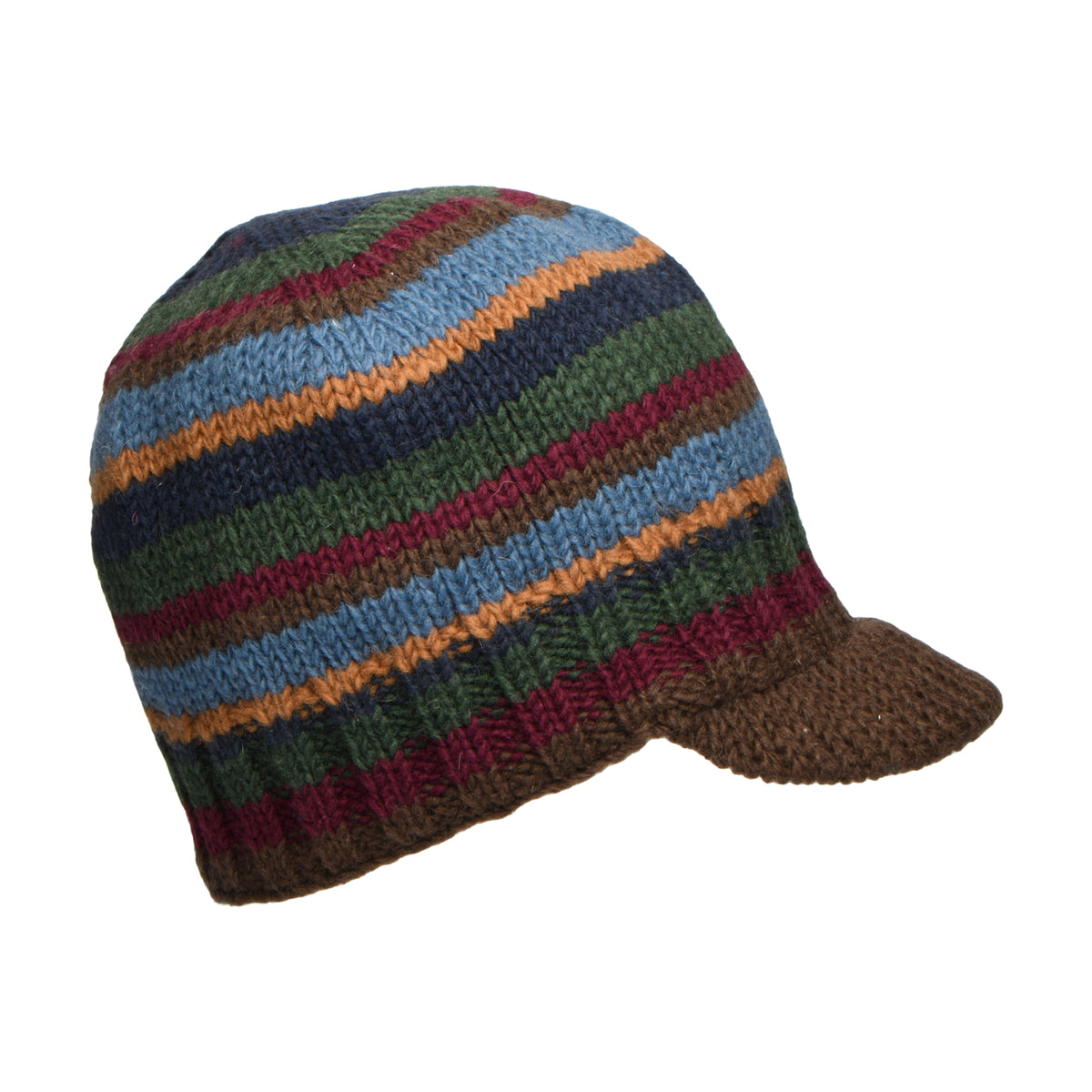 Bonnet à Visière à Rayures Brooklyn marron-vert KUSAN