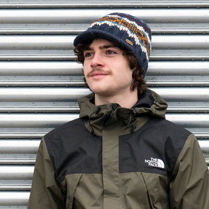 Bonnet à Visière Fair Isle Brooklyn bleu marine-multi KUSAN