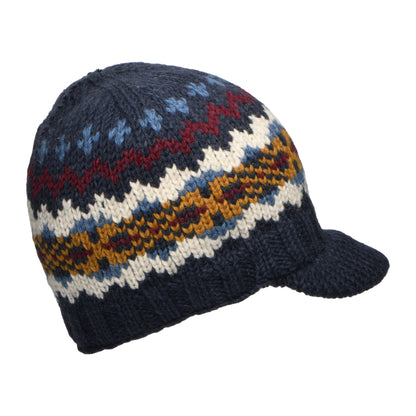 Bonnet à Visière Fair Isle Brooklyn bleu marine-multi KUSAN