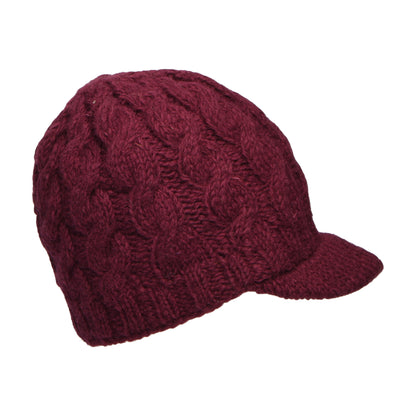 Bonnet à Visière à Torsades mûre KUSAN