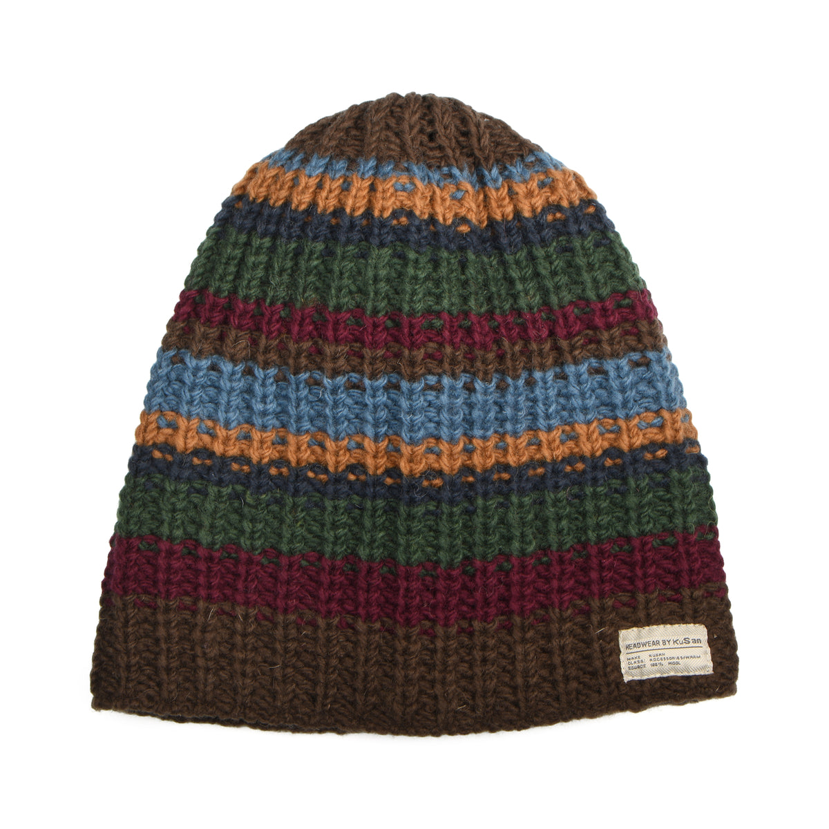 Bonnet Long Cardi marron-vert KUSAN