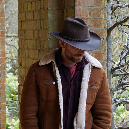 Chapeau de Cowboy en Cuir de Buffle chocolat JAXON & JAMES - VENTE EN GROS