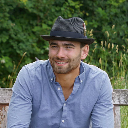 Chapeau Trilby en Paille Pinch Crown noir JAXON & JAMES - VENTE EN GROS