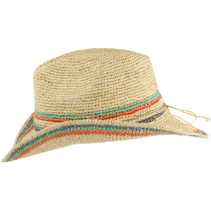 Chapeau de Cowboy en Raphia Crocheté Trezza naturel clair SCALA