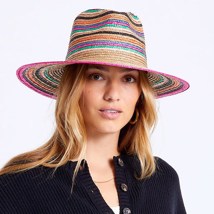 Chapeau Été en Paille à Rayures Joanna mélanges de naturels BRIXTON