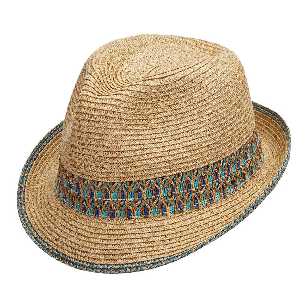 Chapeau Trilby En Papier Tressé naturel-bleu CAPPELLI