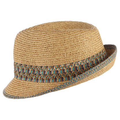 Chapeau Trilby En Papier Tressé naturel-bleu CAPPELLI