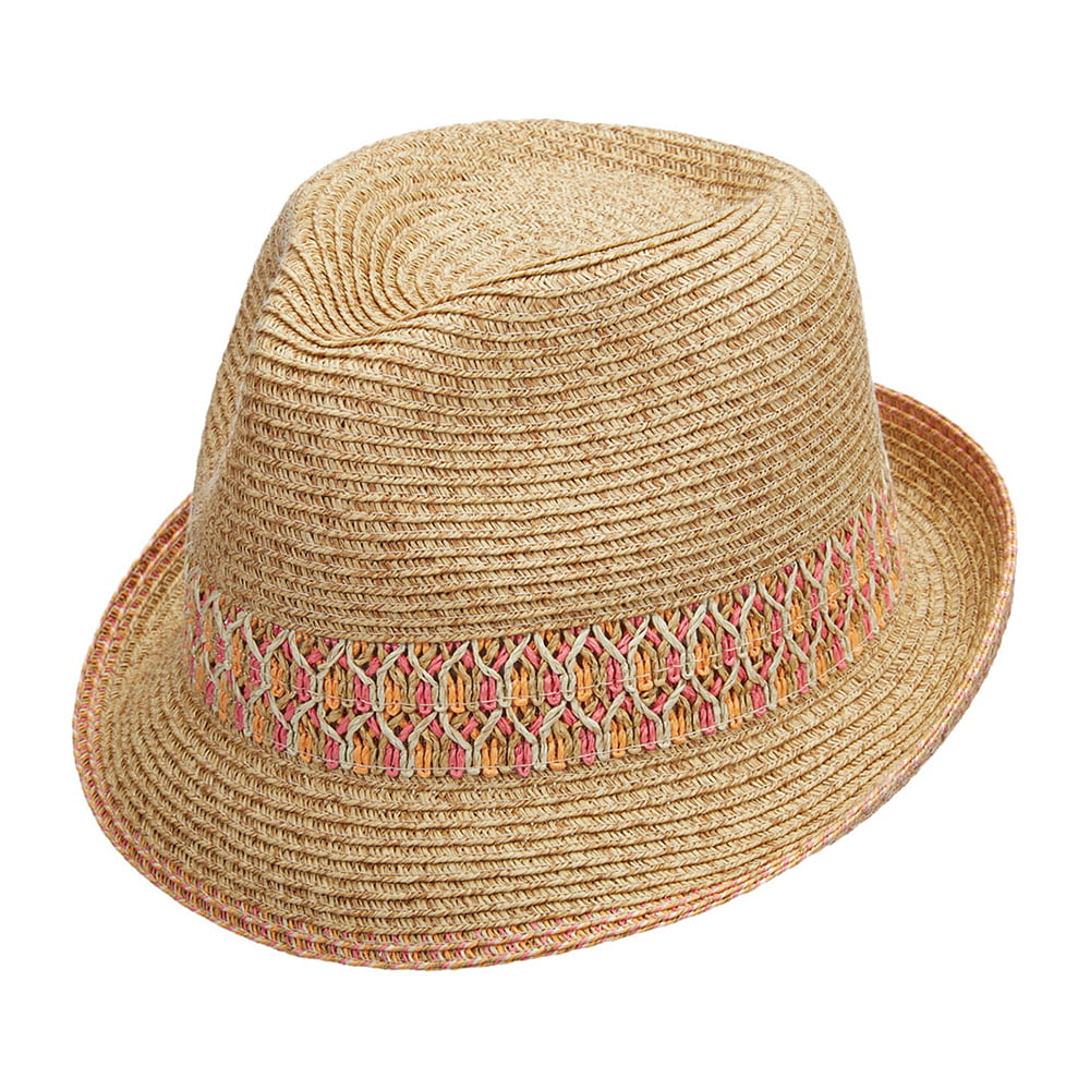 Chapeau Trilby En Papier Tressé naturel-rose CAPPELLI