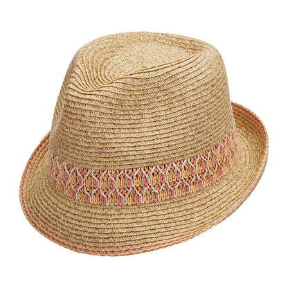 Chapeau Trilby En Papier Tressé naturel-rose CAPPELLI