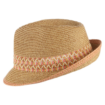 Chapeau Trilby En Papier Tressé naturel-rose CAPPELLI