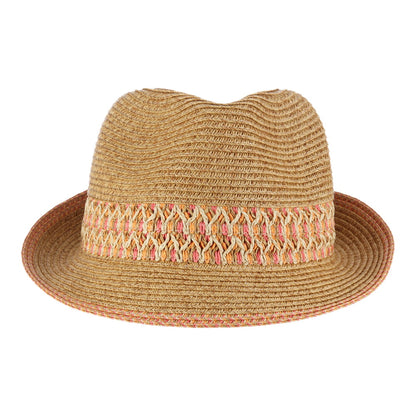 Chapeau Trilby En Papier Tressé naturel-rose CAPPELLI