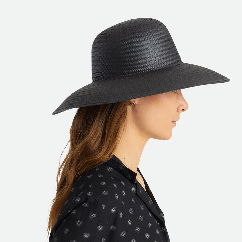 Chapeau Été à Bord Large en Paille Janae noir BRIXTON