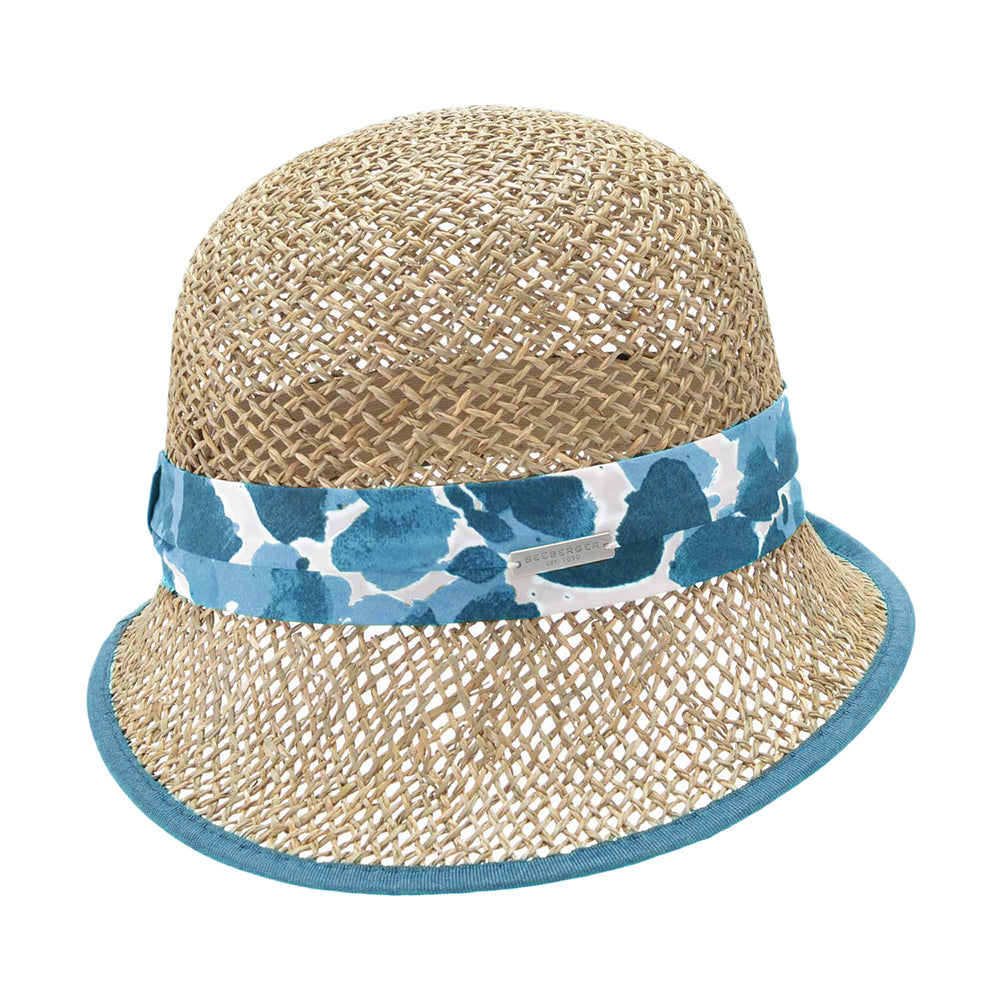 Chapeau Cloche en Jonc de Mer II naturel-bleu SEEBERGER