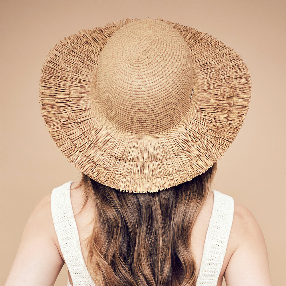 Chapeau Été à Frange en Paille Toyo marron clair SEEBERGER