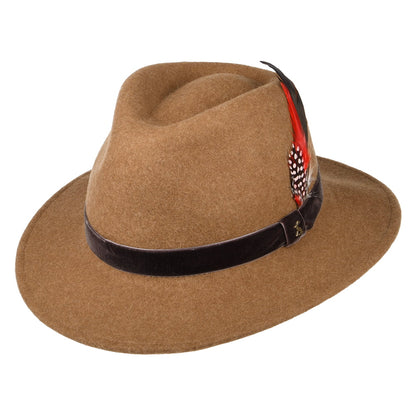 Chapeau Fedora en Feutre avec Bandeau en Velours beige sable JOULES