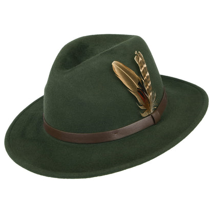 Chapeau Fedora en Laine Feutrée Hydrofuge Cheltenham olive FAILSWORTH