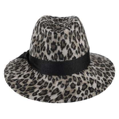 Chapeau Fedora en Laine Feutrée Hydrofuge Léopard des Neiges mélange de gris FAILSWORTH