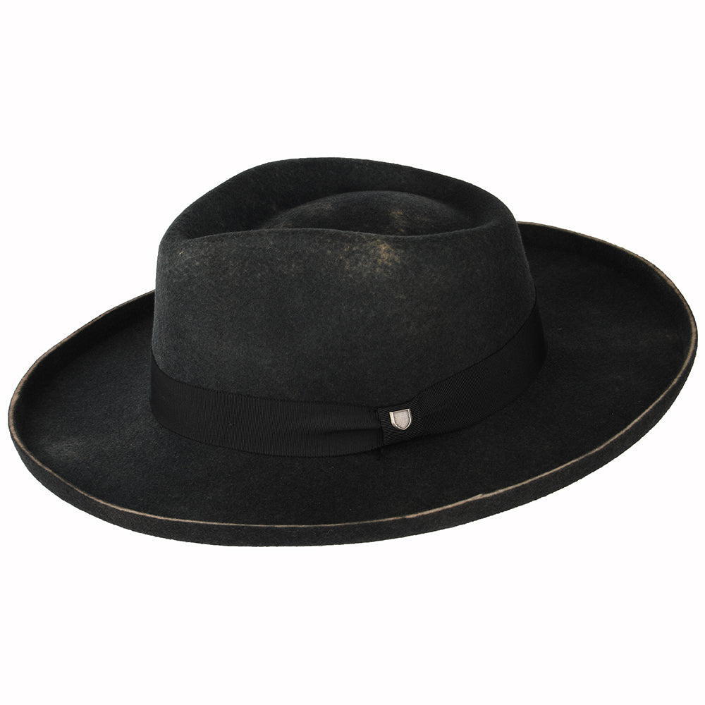Chapeau Fedora en Laine Feutrée Victoria noir délavé BRIXTON