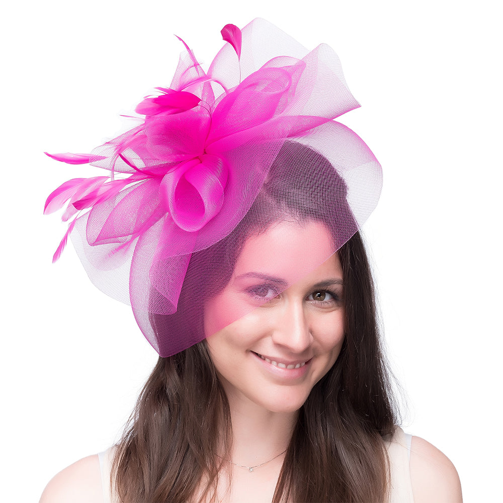 Chapeau Bibi avec Voile Joanne fuchsia JANE ANNE DESIGNS