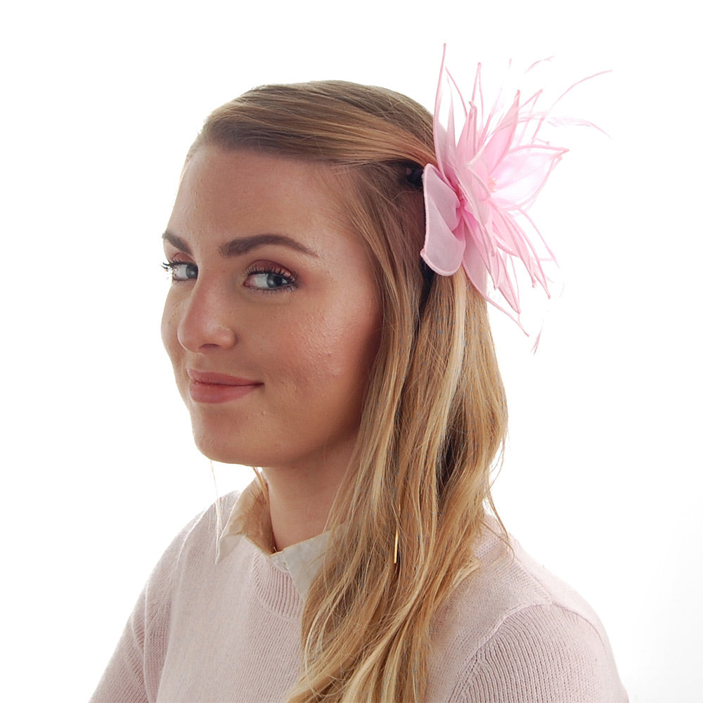 Chapeau Bibi Organza à Pince Lily rose clair FAILSWORTH