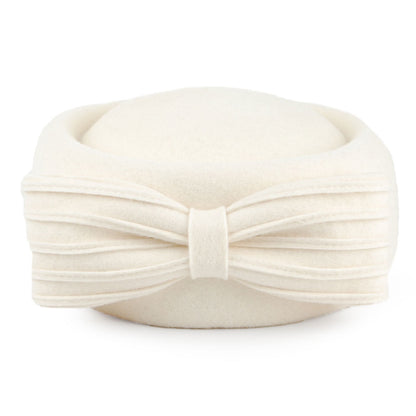 Chapeau Calot en Laine Jackie O Loop Bow blanc cassé WHITELEY
