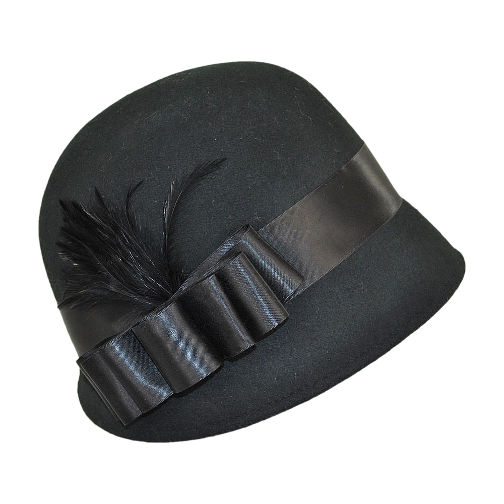 Chapeau Cloche Chloe noir SUR LA TÊTE