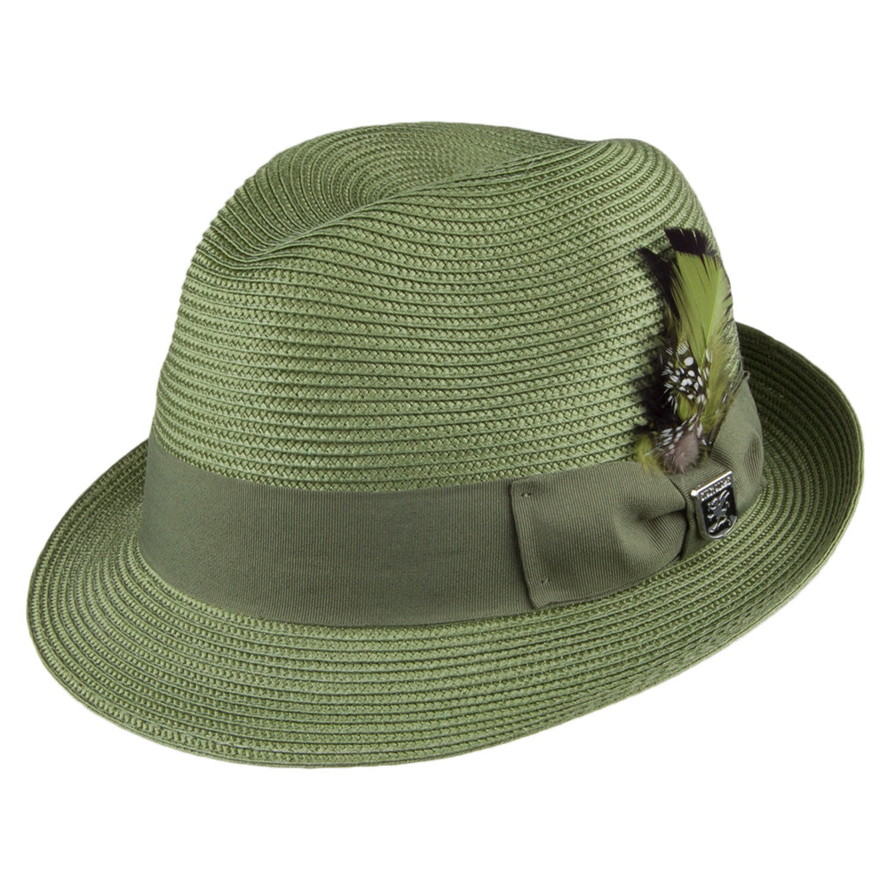 Chapeau Trilby en Paille Toyo Pinch Crown sauge STACY ADAMS