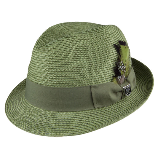 Chapeau Trilby en Paille Toyo Pinch Crown sauge STACY ADAMS